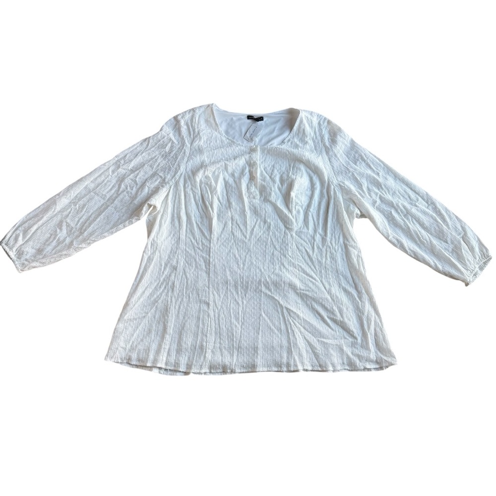 NWT Lane Bryant Women’s White Size 24 Basic Neutral Simple 3/4 Sleeve Blouse‎